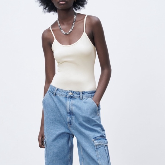 ZARA SPAGHETTI STRAP STRETCH TOP - Picture 3 of 6